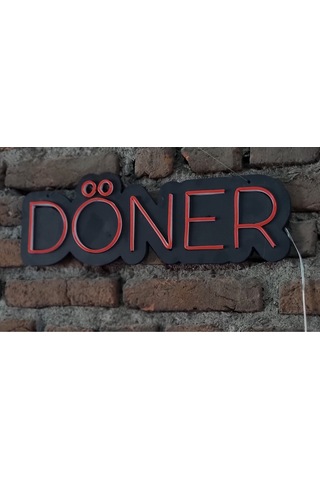Döner Neon Ledli Duvar Aydınlatması Siyah