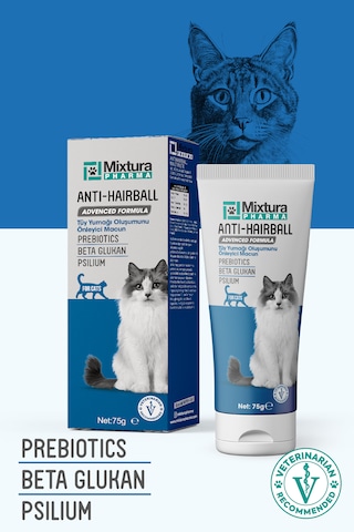 Mixtura Pharma hairball Kedi Tüy Yumağı Malt Macun Tüy Yumağı Oluşumunu 75 G