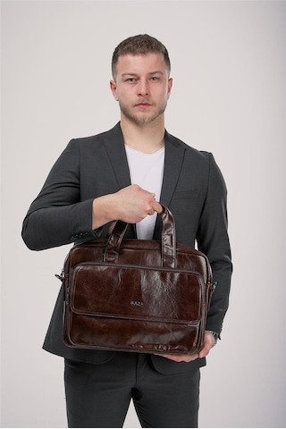 Ççs 71471 Hakiki Deri Evrak Çantası Kahve