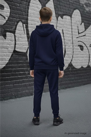 Pina Kids Erkek Çocuk Scuba Unlimited Çift Şeritli Kapüşonlu Reglan Kol Dalgıç Kumaş Eşofman Takımı Esf7024 Lacivert