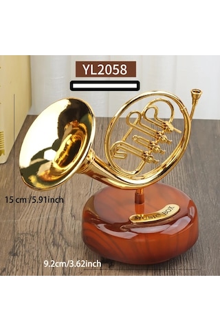 Willowhaven 2058 Round Döner Mekanizmalı Lüks Saksafon Trampet Trompet Müzik Kutusu Dekor