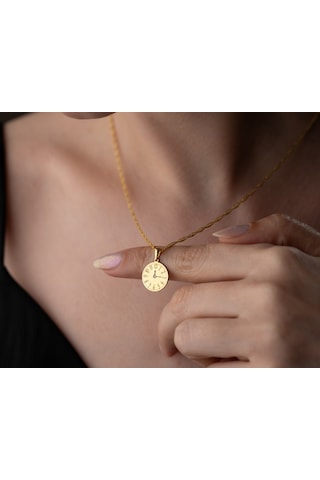 Pırlanta Kolye Kişiye Özel Saat Özel An Kolyesi Zaman Kolye.rose.gold.rodaj Saat Gold