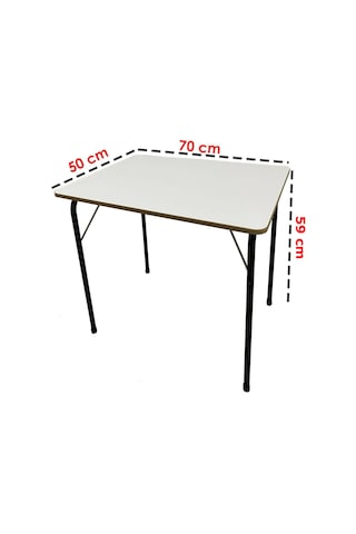 Natura Kamp Masası MDF Balkon Bahçe Masası 50 x 70cm Beyaz