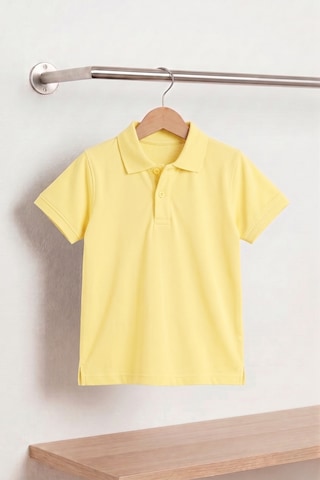 Nacar Store Unisex Çocuk Polo Yaka Kısa Kollu Lakost Tişört Okula Dönüş Acık Sarı