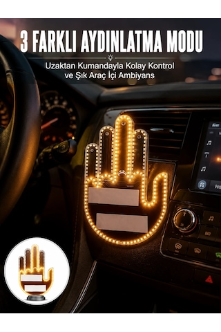 Plentifuluzaktan Kumandalı El Orta Parmak Led Araç Camına Özel Yeni Nesil