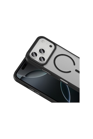Apple Uyumlu iPhone 17 Pro Kılıf M-safe Şarj Özellikli Mat Arka Yüzey Sio Kılıf Siyah