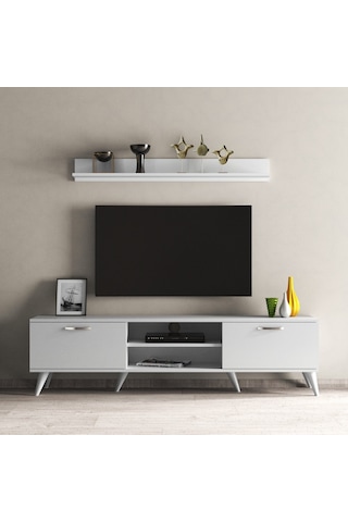 Mega 180 Lik L Raflı Tv Ünitesi Beyaz - Tvu0101
