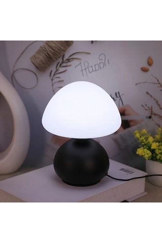 Willowhaven 1pc Simple Retro Siyah Top Mantar Masa Lambası, Usb Bağlantı, 3 Renk, Kısılabilir, Yatak Odası Ve Çalışma Odası Işık Füme