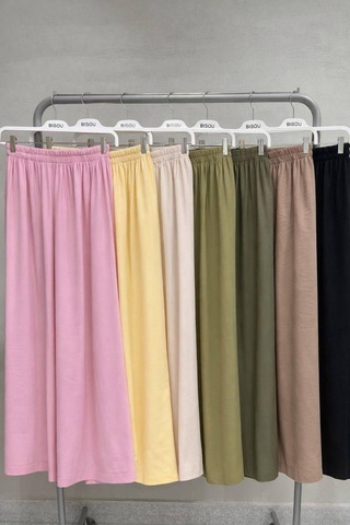 Keten Bol Pantolon Krem