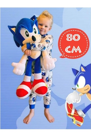 Xxl Kumaş Sonic Boom Hedgehog Kirpi Sonic Peluş Oyuncak Uyku & Oyun Arkadaşı Dev Boy 80 Cm