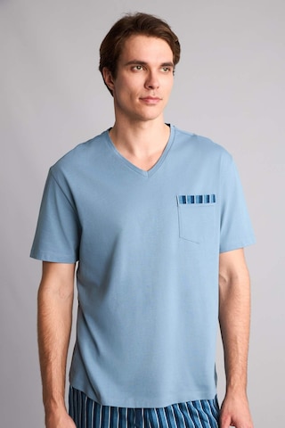 Defacto New Regular Fıt Kısa Kollu 2li Pijama Takım H8712ax26smbe485 Mavi-be485