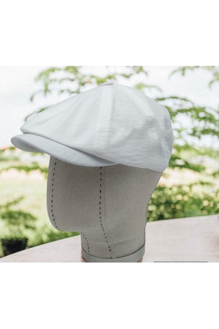 Shopiolog Erkek Beyaz Keten Kasket Şapka Ilkbahar Yaz Men Linen Hat Beyaz