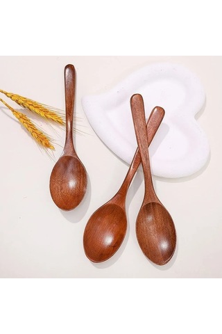 Novahub 10 Adet Uzun Saplı Ahşap Yemek Kaşığı - Nanmu Ağacı İle Üretilmiş Diğer