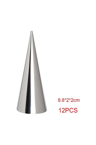 12 Adet Konik Boru Koni Rulo Kalıpları Paslanmaz Çelik Spiral Kruvasan Kalıpları Pasta Kremalı Boynuz Kek 8.7 2.5cm