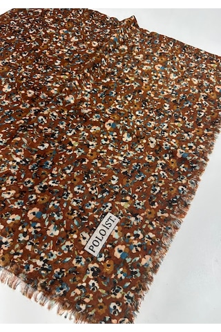 Poloist Desenli Flamalı Keten Eşarp- 05653 Kiremit