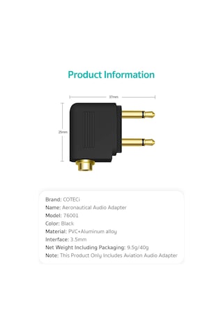 3.5mm Uçak İçi Çift Girişli Ses Ve Kulaklık Adaptörü Jak Uyumlu Parazit Önleyici