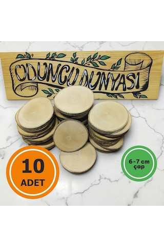 Oduncudünyası 6-7 Cm 10 Adet Doğal Ahşap Odun Kütük Dilimi Dişbudak