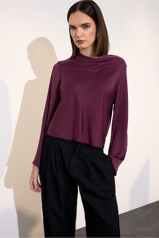 Defacto Regular Fit Degaje Yaka Saten Uzun Kollu Bluz H0064ax26spbr306 Bordo-br306