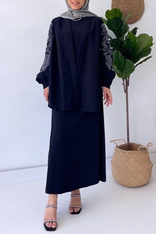 Sandy Kolsuz Elbise - Siyah