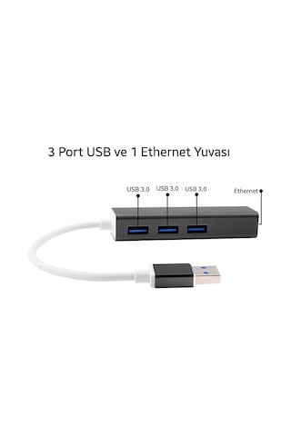 Gigabit Usb 3 Port Usb 3.0 Çoklayıcı Ve Ethernet Adaptörü Mh-hs2453-9188