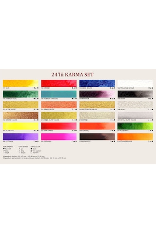 Şemse El Yapımı Sanatsal Yarım Tava Taş Suluboya Karma Set 24'lü