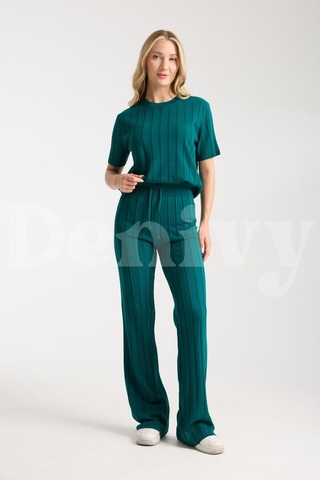 Çizgili Relax Fit İkili Takım Dnv-000019 Zümrüt Yeşili