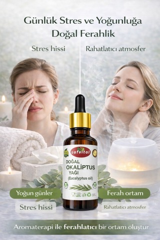 Safvital Okaliptus Yağı 20 Ml Bitkisel Aromaterapi Yağı Ferahlatıcı Koku Günlük Kullanım Cilt Bakım Yağı