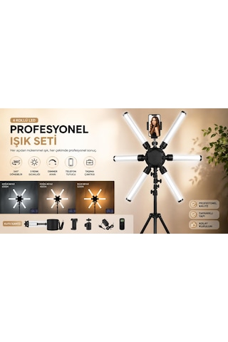 Mega Yıldız Led Stüdyo Çekim Işığı 120w Ürün Konsept Makyaj Youtube Fotoğraf Video Işığı 210 Cm Tripod Ayak