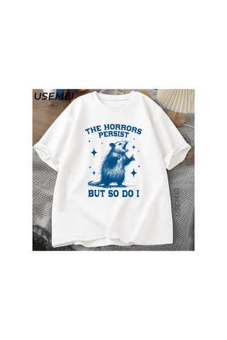 Tarzsokak Korku Kalıcı Ama Bu Yüzden Yapıyorum Erkekler Kadınlar İçin T Shirt Retro Opossum Tshirt Komi 2916 Beyaz
