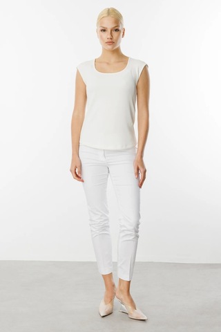 On Fashion U Yaka Kısa Kol Kadın T-shirt 25y.on.blz.51342.01 Ekru