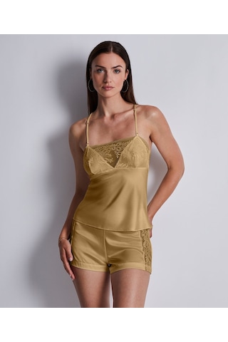Aubade Midnight Whisper Shorty Dantelli Stretch Ipek Şort Külot Bronz