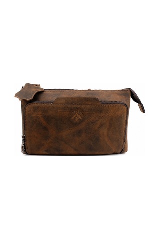 Alphaclub Bag Erkek Hakiki Deri Kahverengi Çok Bölmeli Fermuarlı El Ve Portföy Çantası
