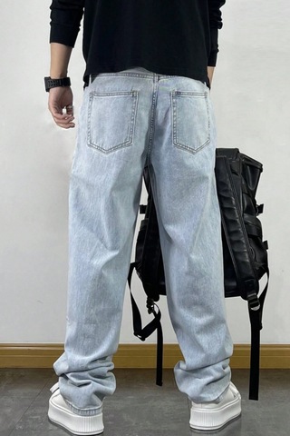 Cool Tarz Erkek Mavi Rahat Kesim Baggy Pantolon Mavi Mavi