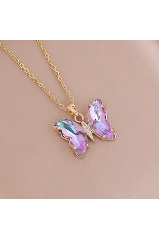 Kelebek Kolye Küpe Kadınlar İçin Basit Kübik Zirkonya Altın Kelebek Kolye Küpe Kolye Sevimli Kristal Kelebek Takı Seti Kadın Hediye Takı Diğer