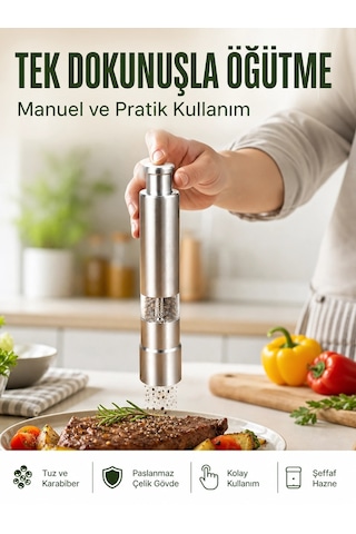 Znv Zenvia Mey İthalat Orta Boy Kararbiber Ve Tuz Öğütücü Kolay Kullanım, Şık Tasarım Yeni Nesil Znv2025 Renkli