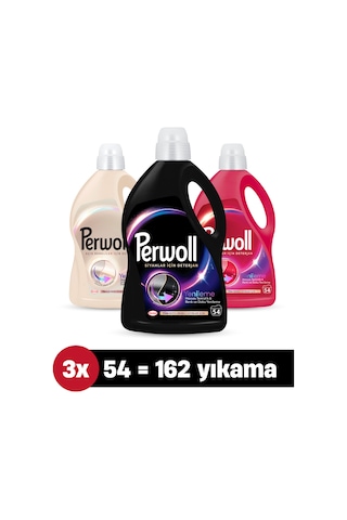 Perwoll Hassas Bakım Sıvı Çamaşır Deterjanı Renkli 2970 ML + Siyah 2970 ML + Beyaz 2700 ML
