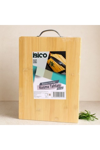 Metal Kulplu Bambu Kesme Tahtası 26x36x1.7 Cm Açık Ceviz