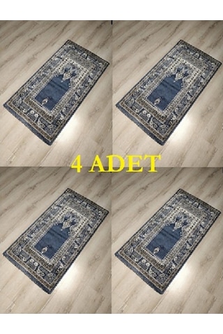 4 Adet Saray Halı Sihir Namazlık Seccade Nm012 Mavi 60X115Cm