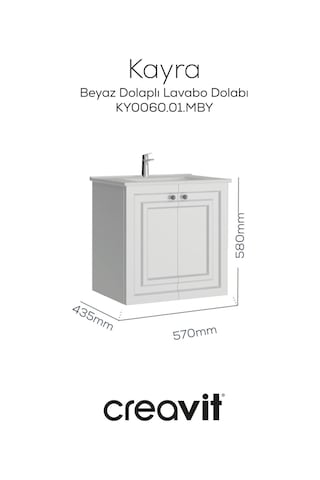 Creavit Kayra Lavabo Dolabı Kapaklı 60cm Mat Beyaz