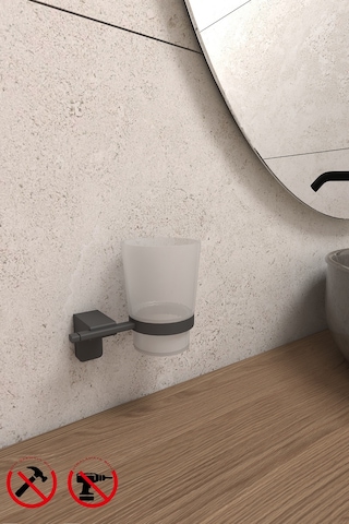 Alper Banyo Siyah Paslanmaz F1 Model Diş Fırçalık Siyah