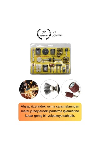 Premium 105 Parça Hobi Gravür Taşlama Ucu Mini Metal Ahşap Oyma Seti Parlatma Zımparalama Fırçalama
