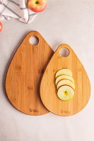 Culi - 2'li Bambu Kesme Tahtası Servis Tahtası Sunumluk 28/33 Cm