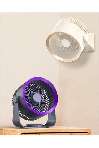 Masa Fanı, Şarj Edilebilir Fan, Taşınabilir Hava Sirkülasyon Fanı, Gri 1246 Gri