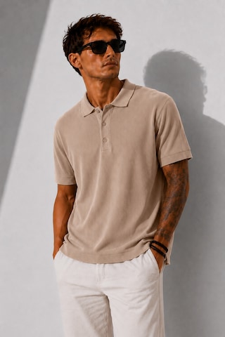 Ribana Erkek Kısa Kollu Fitilli Yarım Düğme Kapama Polo Yaka T-shirt 26001 A.kahve