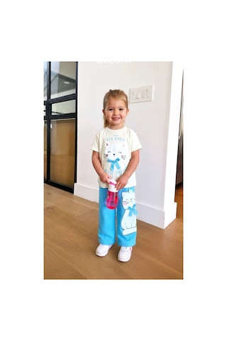 Poala Kids Cute Kitty Takım Turkuaz