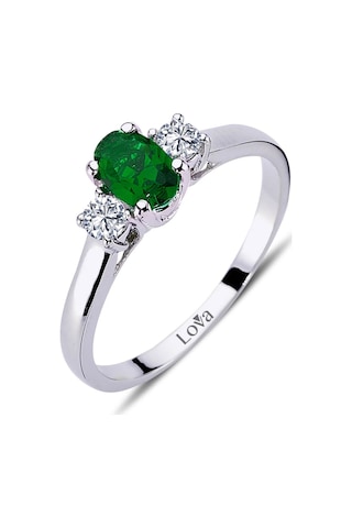 Lova Pırlantalı Oval Zümrüt Yüzük - 1080059