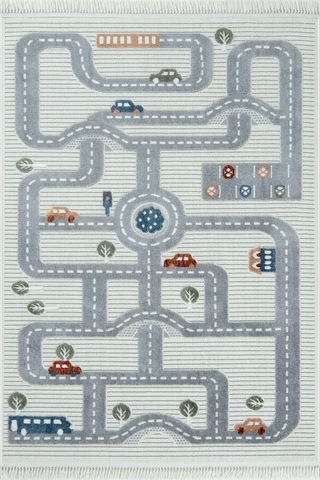 Kids 1001 Renkli Yol Desenli Çocuk Odası Halısı - 133x190 Çok Renkli
