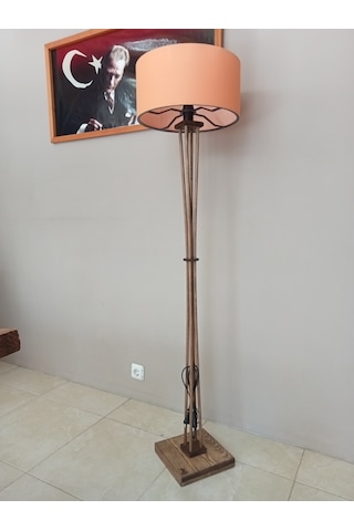 Balsa Dekor Ahşap Lambader Ceviz Turuncu