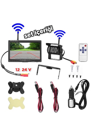 7 İnç Kablosuz Monitör Kamera Seti 12 24 Volt Kayıt Yapmaz