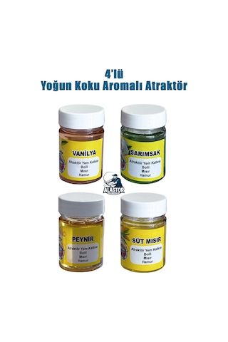 4'lü Yoğun Kokulu Sazan Atraktör 50 Ml Yem Katkısı Yoğun Kokulu 4 Farklı Yem Kokusu